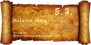 Balaicz Huba névjegykártya
